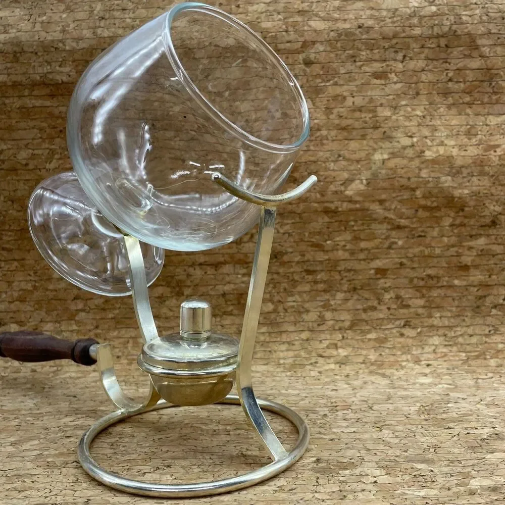 Silverplated Brandy Cognac Warmer Snifter Glass Holder Stand Tabletop Barware